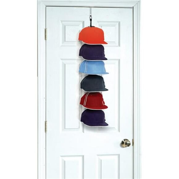 Perfect Curve Cap Rack Hat Organizer Over Door Wall Mount Holds 18 Baseball Caps - Picture 1 of 7